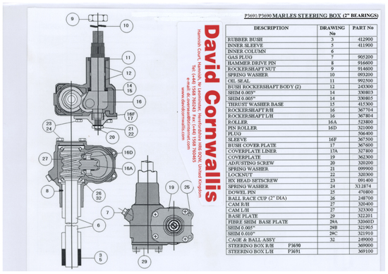 Marles Steering Box Parts
