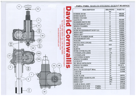 Marles Steering Box Parts